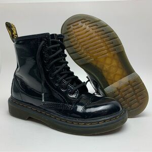 Dr. Martens Boots 15382 Black Patent Leather AirWair Side Zip Kids Size 13 US